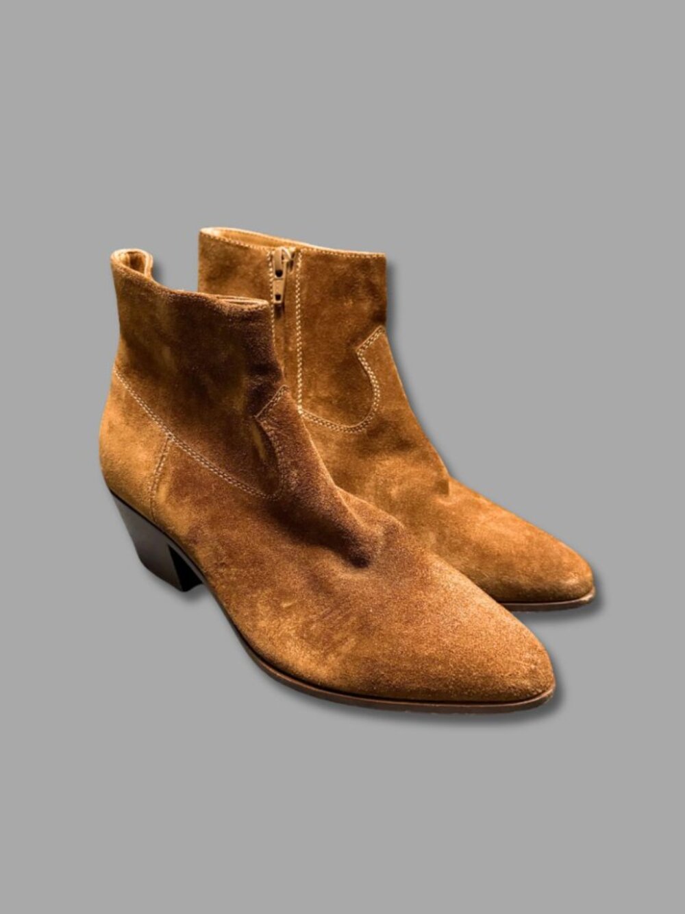 SAINT LAURENT Brown Suede Leather Ankle Boots Booties HEDI SLIMANE Era